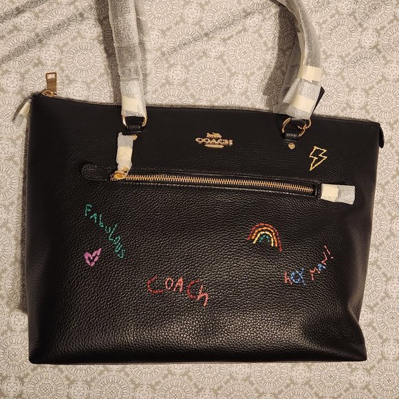 Coach Gallery Tote With Diary Embroidery black NWT - Picture 1 of 4